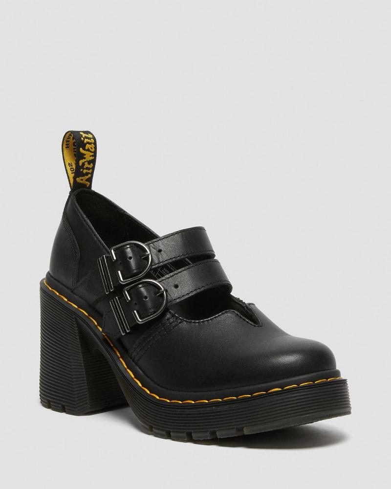 Dr Martens Eviee Sendal Leren Hak Mary Jane Schoenen Dames Zwart | NL 456NWY